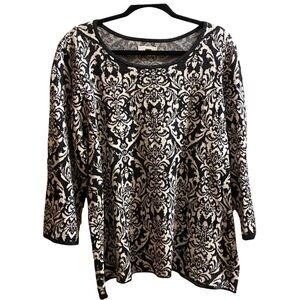 Dana Buchman Black/White Design Shimmery Sweater Sz XXL NWOT